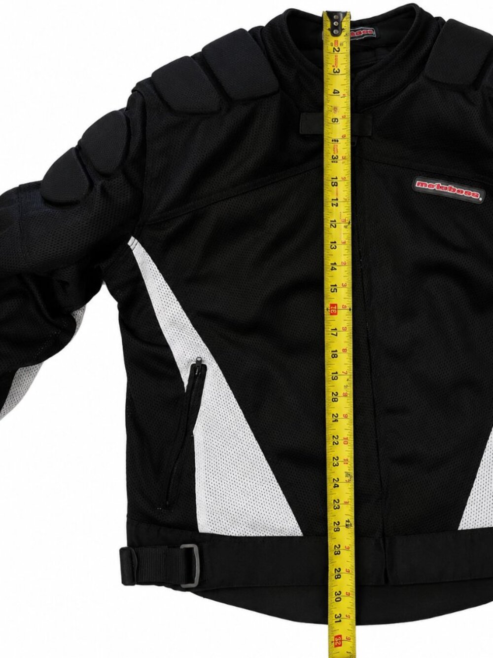 MotoBoss Mesh Armored Motorcycle Jacket Men's Tall Large Black White Riding - Picture 5 of 14